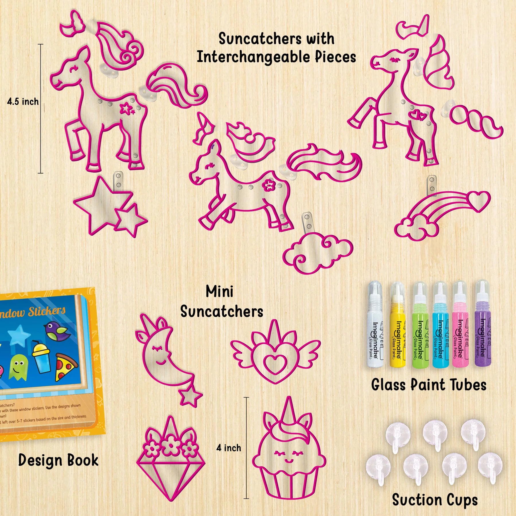 Imagimake Window Art Unicorn | Glass Painting Kit | Art and Craft Kit for Girls 6-8 | Toys for Girls | Sun Catcher Kit | Unicorn Gifts for Girls Age 6-8 | Birthday Gift for Girls 5+ Years, Multicolor