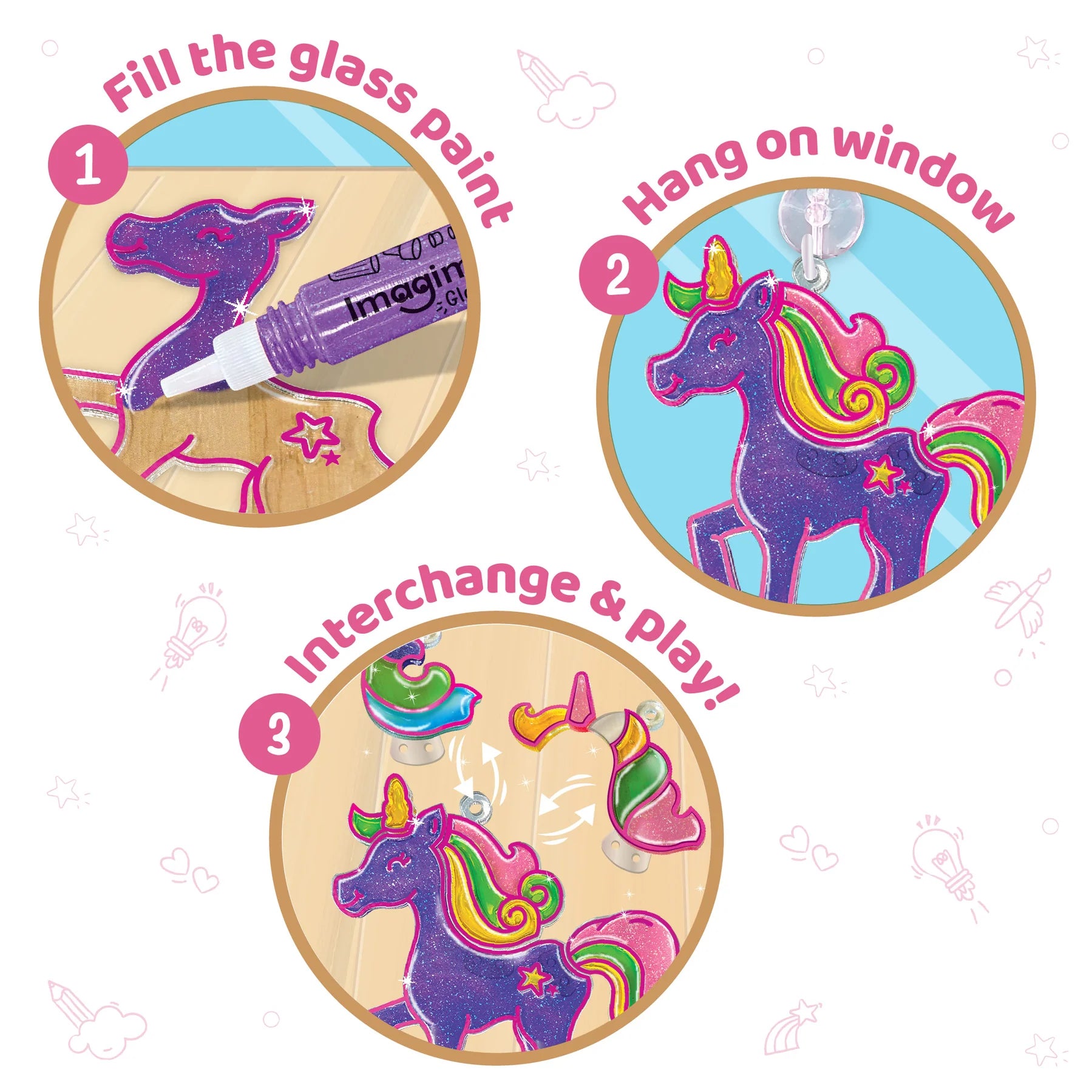 Imagimake Window Art Unicorn | Glass Painting Kit | Art and Craft Kit for Girls 6-8 | Toys for Girls | Sun Catcher Kit | Unicorn Gifts for Girls Age 6-8 | Birthday Gift for Girls 5+ Years, Multicolor