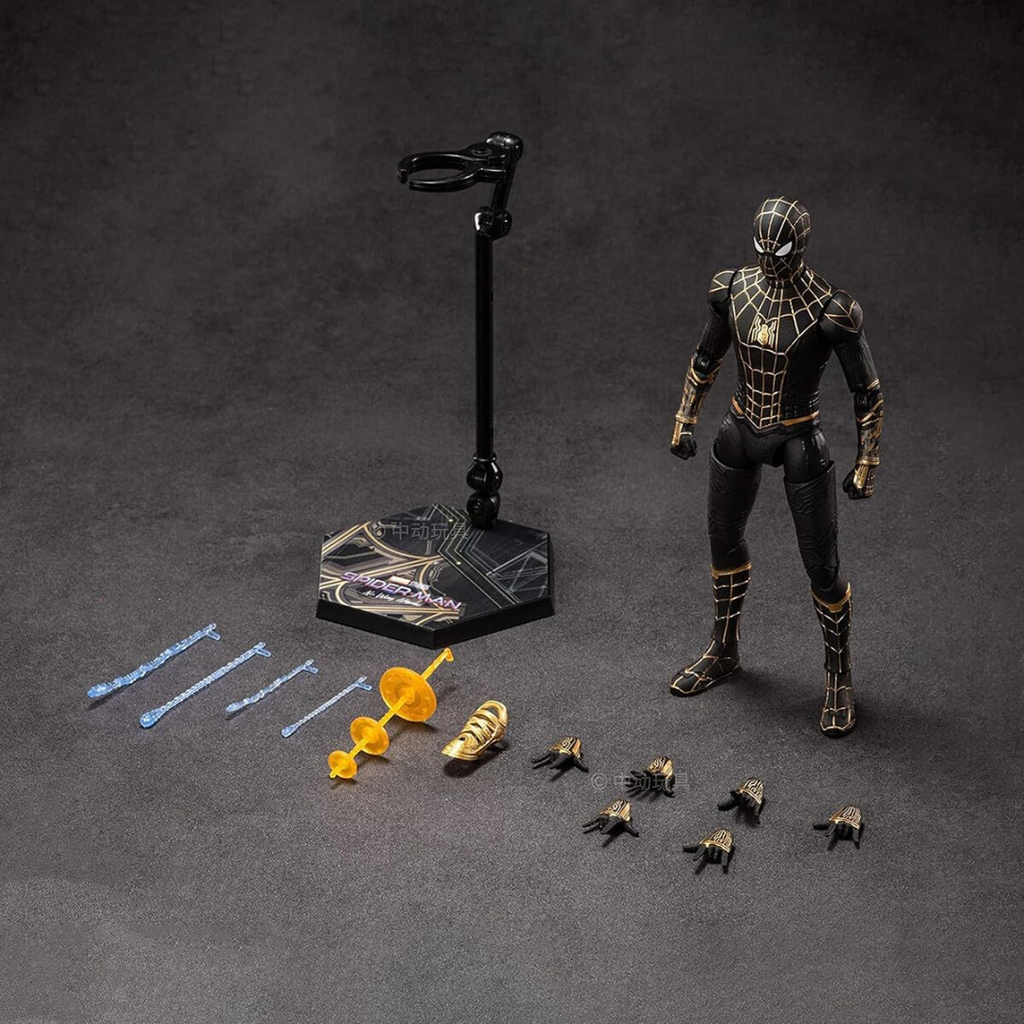 ZD Toys 1/10th Scale 7 inch No Way Home Spider-man Black and Gold Collector Action Figure