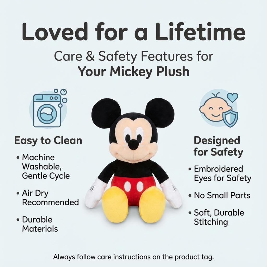 Disney Classic Mickey Mouse Cuddly Stuffed Toy | Soft Toys for Kids | Cute Plushies, 9 Inch, 3Y+, Multicolour