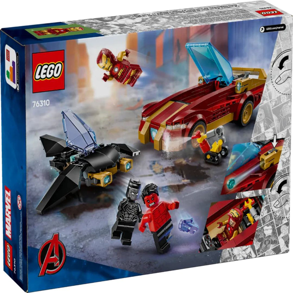 Lego 76310 Super Heroes Marvel Iron Man Car & Black Panther Vs. Red Hulk (295 Pieces)