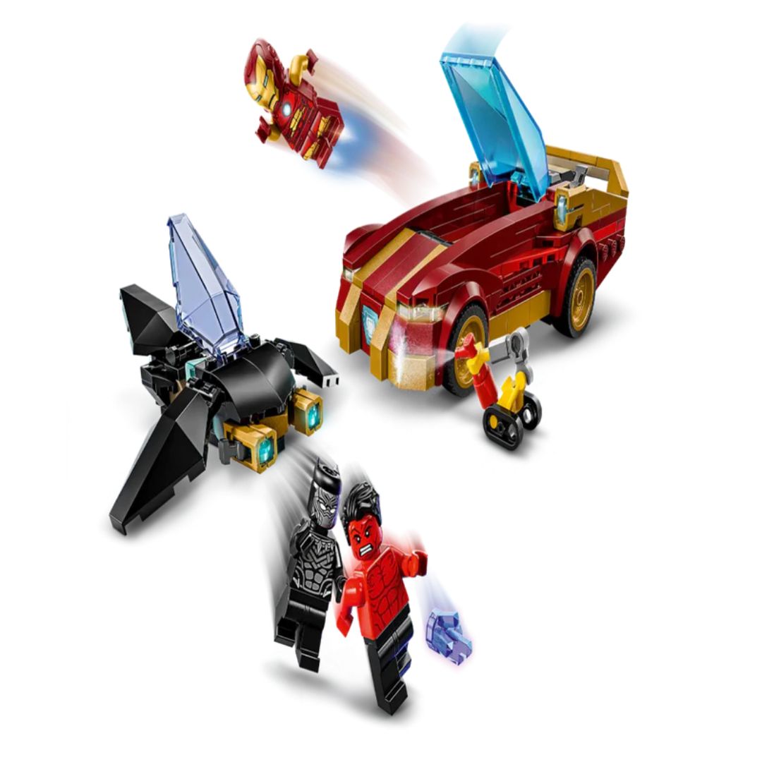Lego 76310 Super Heroes Marvel Iron Man Car & Black Panther Vs. Red Hulk (295 Pieces)