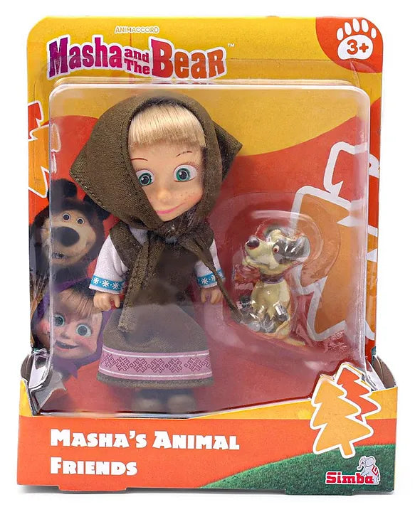 Masha and the Bear Masha And The Bear With Her Dog Friend Multicolour - Height 12 cm
