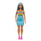 Barbie 65th Anniversary Collectible Fashion Doll - 218 With Blue Hair, Rainbow Top & Teal Skirt