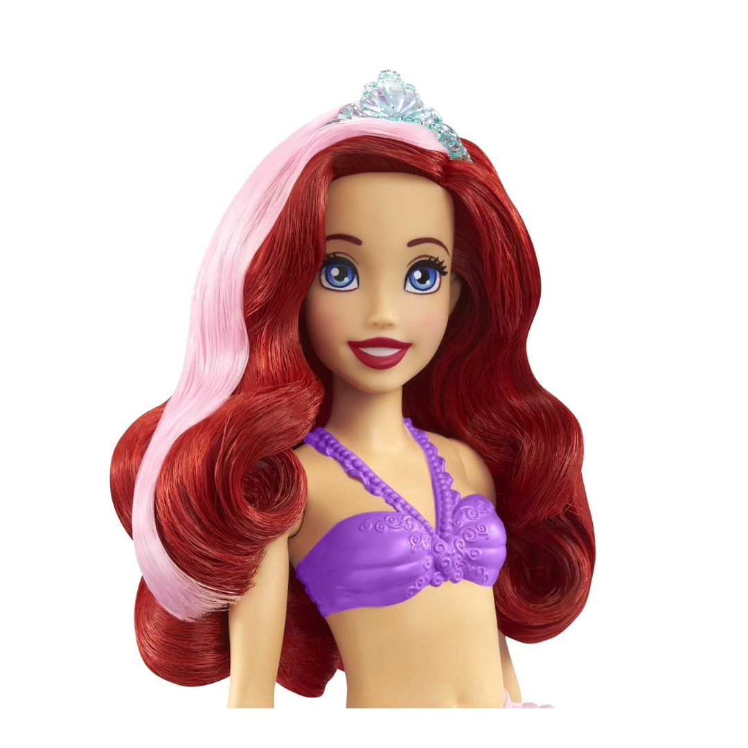 Disney Princess Toys, Ariel Mermaid Doll with Color-Change Hair and Tail, Color Splash Water Toy Inspired by The Movie , Hlw00