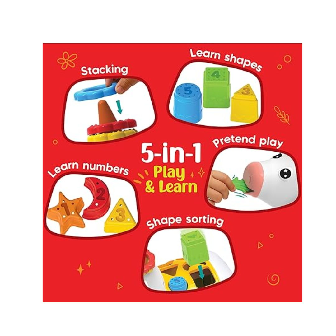 Imagimake Cow Shape Sorter |Leaps & Bounds Baby Toys for 12+ Months | Educational Toy for Toddlers, Infants | 5-in-1 Play & Learn |Stacking, Sorting, Pretend Play | BestGift for Kids 1+Year Old