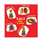 Imagimake Stacking Pots Toys | Leaps & Bounds Baby Toys for 6+ Months | Educational Toy for Toddlers, Infants |5-in-1 Play & Learn | Stacking, Nesting, Pretend Play | BestGift for Kids 6+Month Old