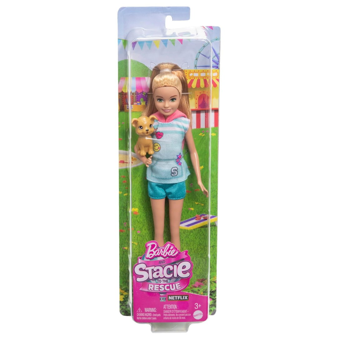 Barbie Stacie Doll with Pet Dog, from and Stacie to The Rescue Movie Toys, Blonde Hair Doll , Hrm05