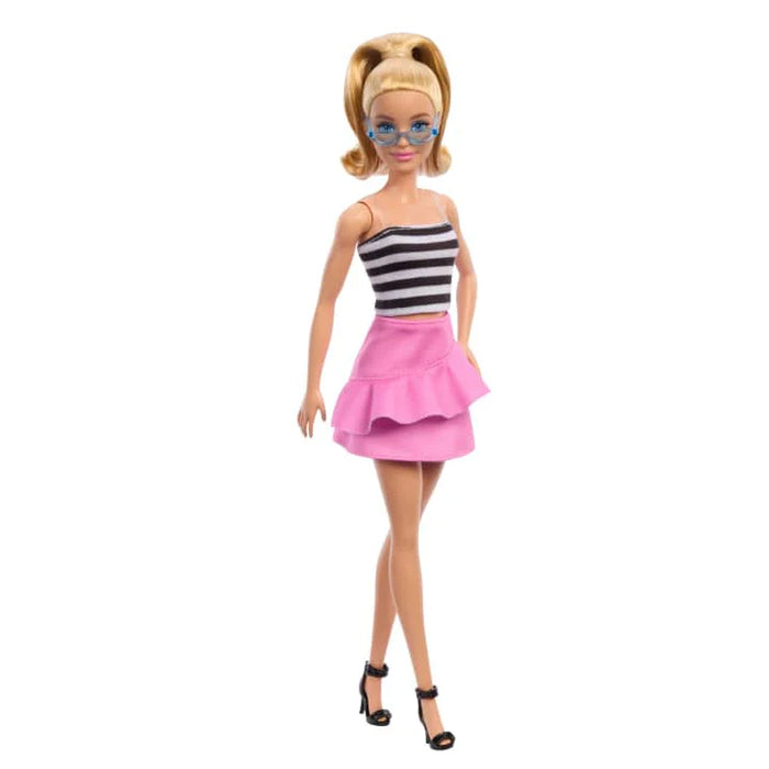 Barbie 65th Anniversary Collectible Fashion Doll -#213, Blonde With Striped Top, Pink Skirt & Sunglasses