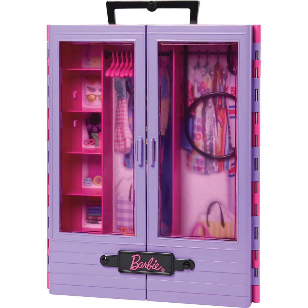 Barbie Fashionistas Ultimate Closet Accessory, Translucent Doors, Storage Spaces, Fold-Out Rack, 6 Hangers, Great Gift for 3 Years Old & Up, Hjl65