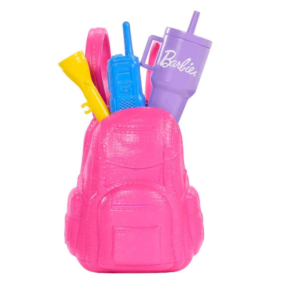 Barbie “Malibu” Outdoor Adventures Fashion Doll Wearing Adventure Outfit, with 10+ Camping-Themed Accessories Including Pet Puppy , Jjv59