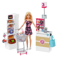 Barbie Doll, Blonde, and Grocery Store with Rolling Cart and Working Belt