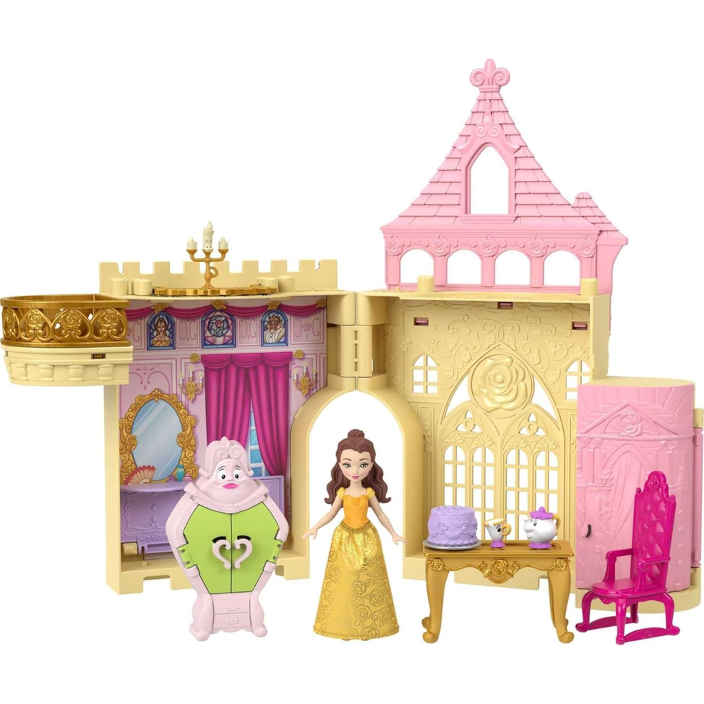 Mattel Disney Princess Toys, Storytime Stackers Belle's Castle, Stackable Doll House with Small Doll & 9 Pieces, Inspired by the Disney Movie , Jdp54