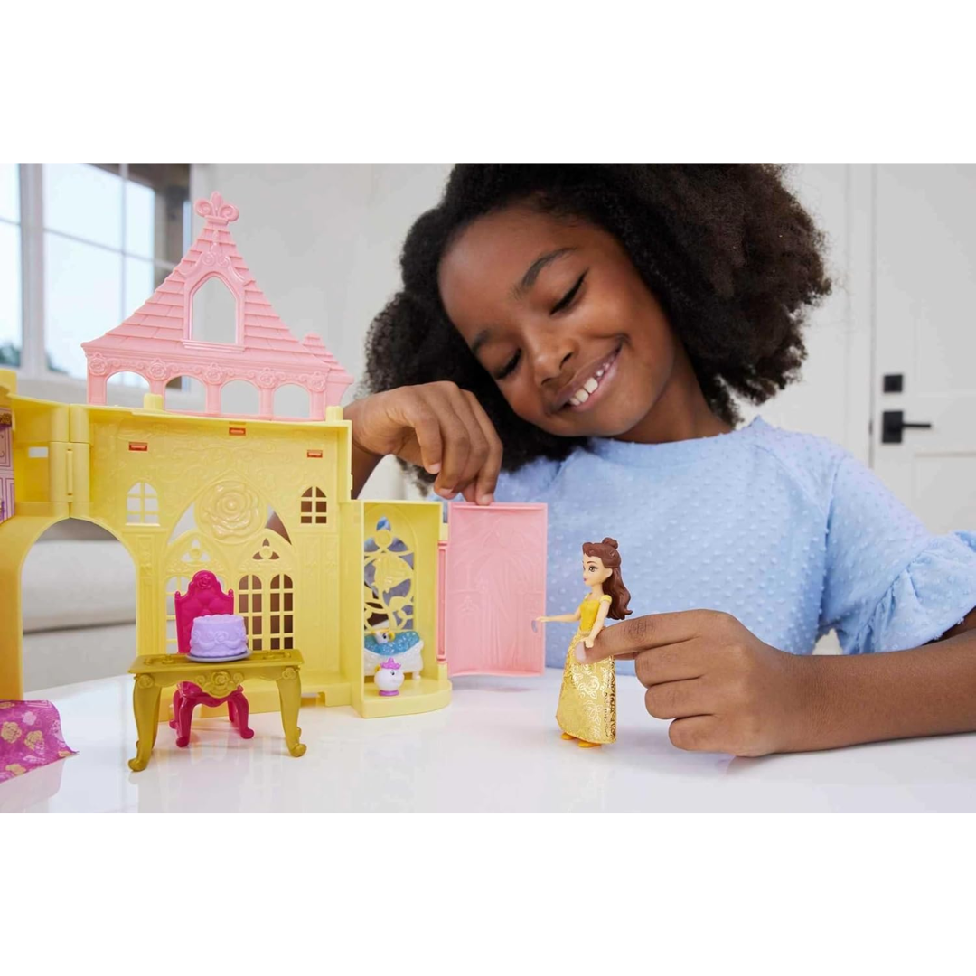 Mattel Disney Princess Toys, Storytime Stackers Belle's Castle, Stackable Doll House with Small Doll & 9 Pieces, Inspired by the Disney Movie , Jdp54
