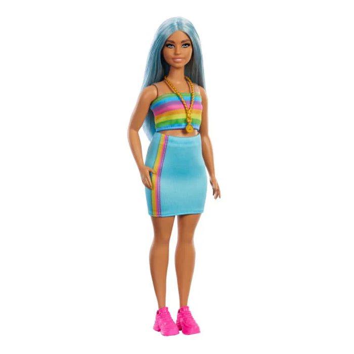 Barbie 65th Anniversary Collectible Fashion Doll - 218 With Blue Hair, Rainbow Top & Teal Skirt