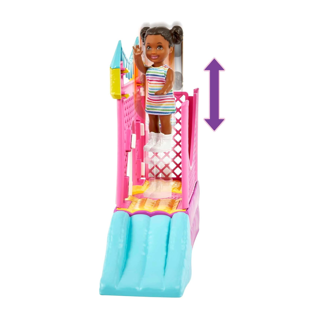 Barbie Skipper Babysitters Inc Playset with Skipper Doll, Toddler Small Doll, Working Bounce House, Swing & Accessories