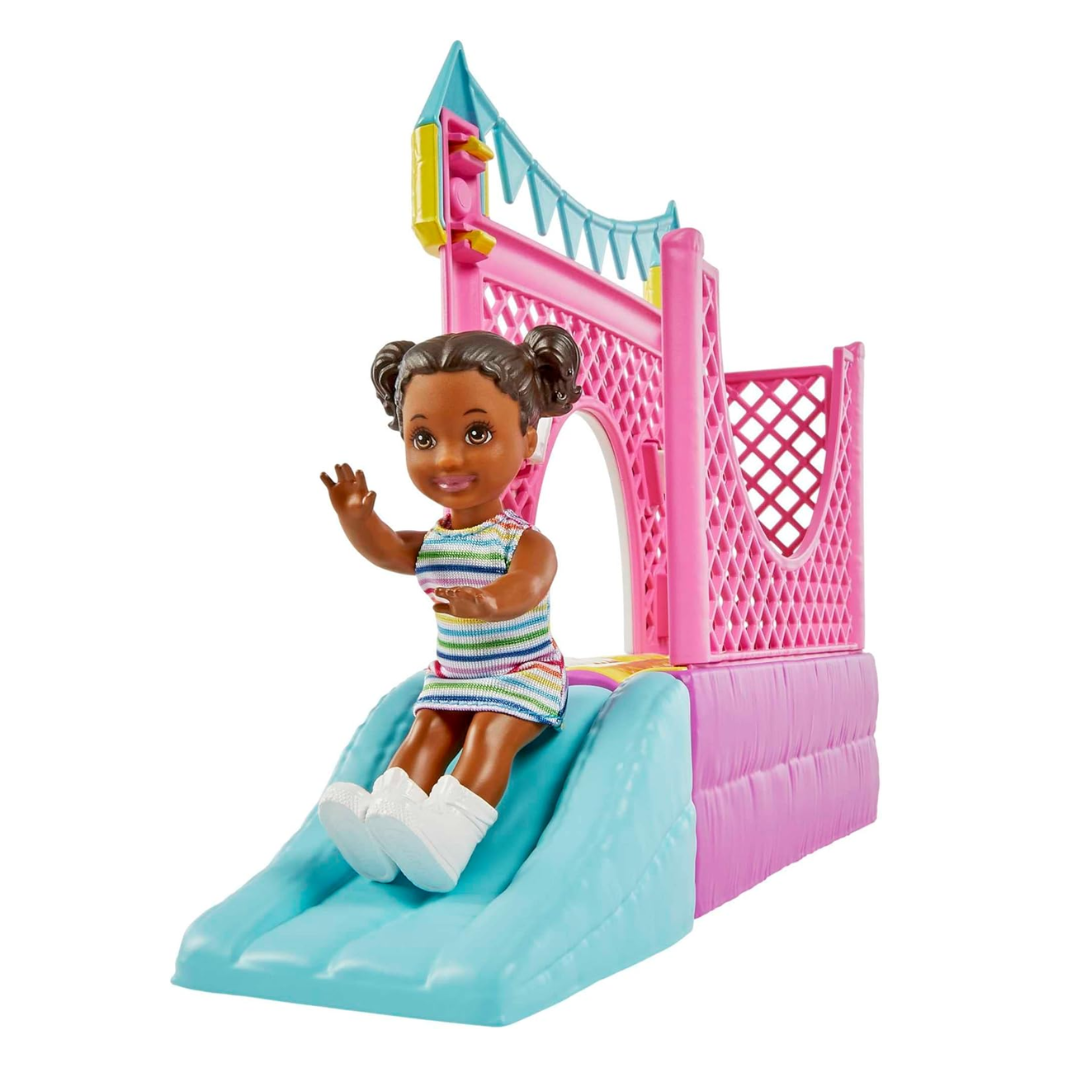 Barbie Skipper Babysitters Inc Playset with Skipper Doll, Toddler Small Doll, Working Bounce House, Swing & Accessories