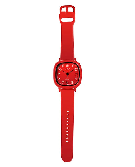 Spiky Square Design Sports Analogue Watch - Red