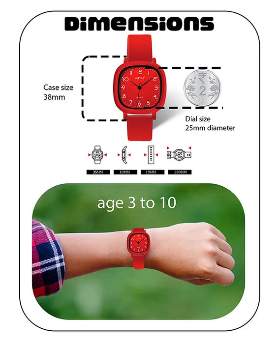 Spiky Square Design Sports Analogue Watch - Red