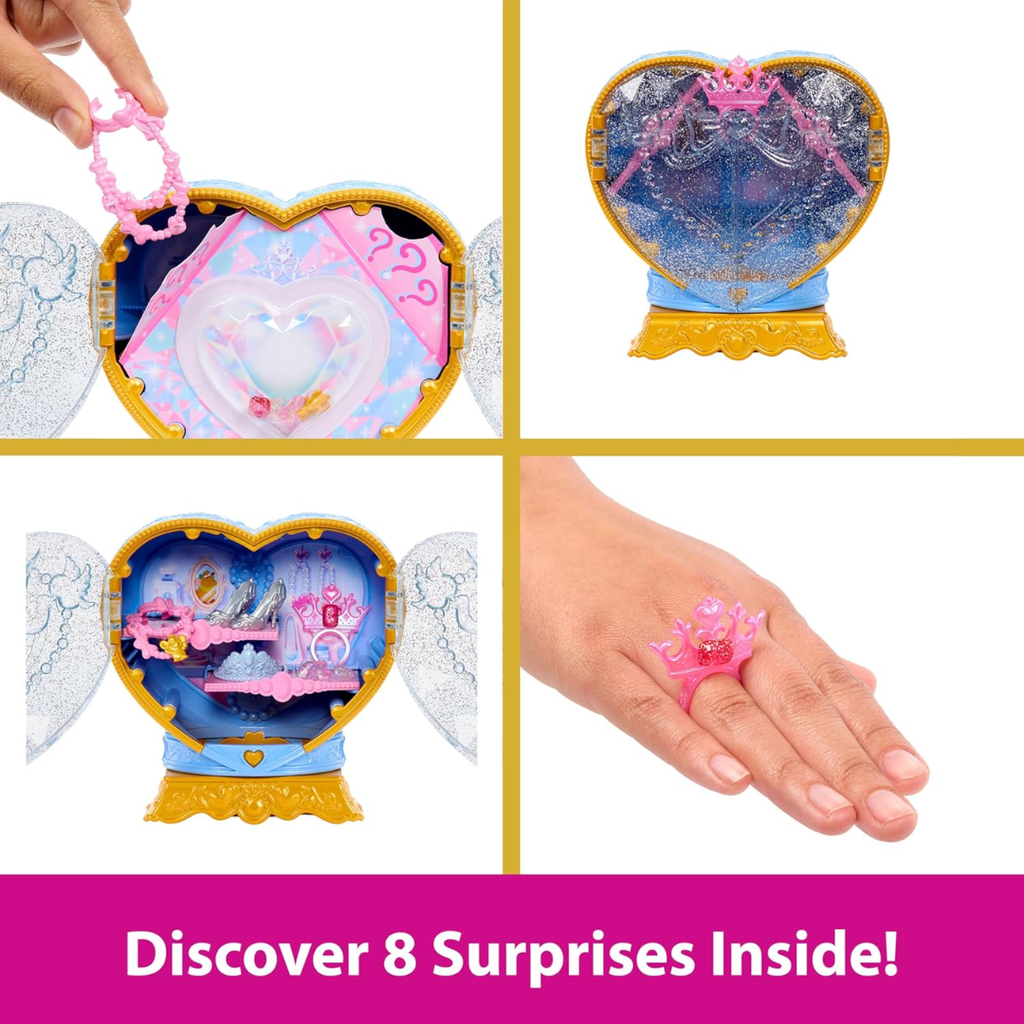 Disney Princess Cinderella Fashion Doll & Accessories with 8 Surprises, Including Heart Gem Box, Ring for Child & 9 Pieces, Inspired by Movie , Jhl50