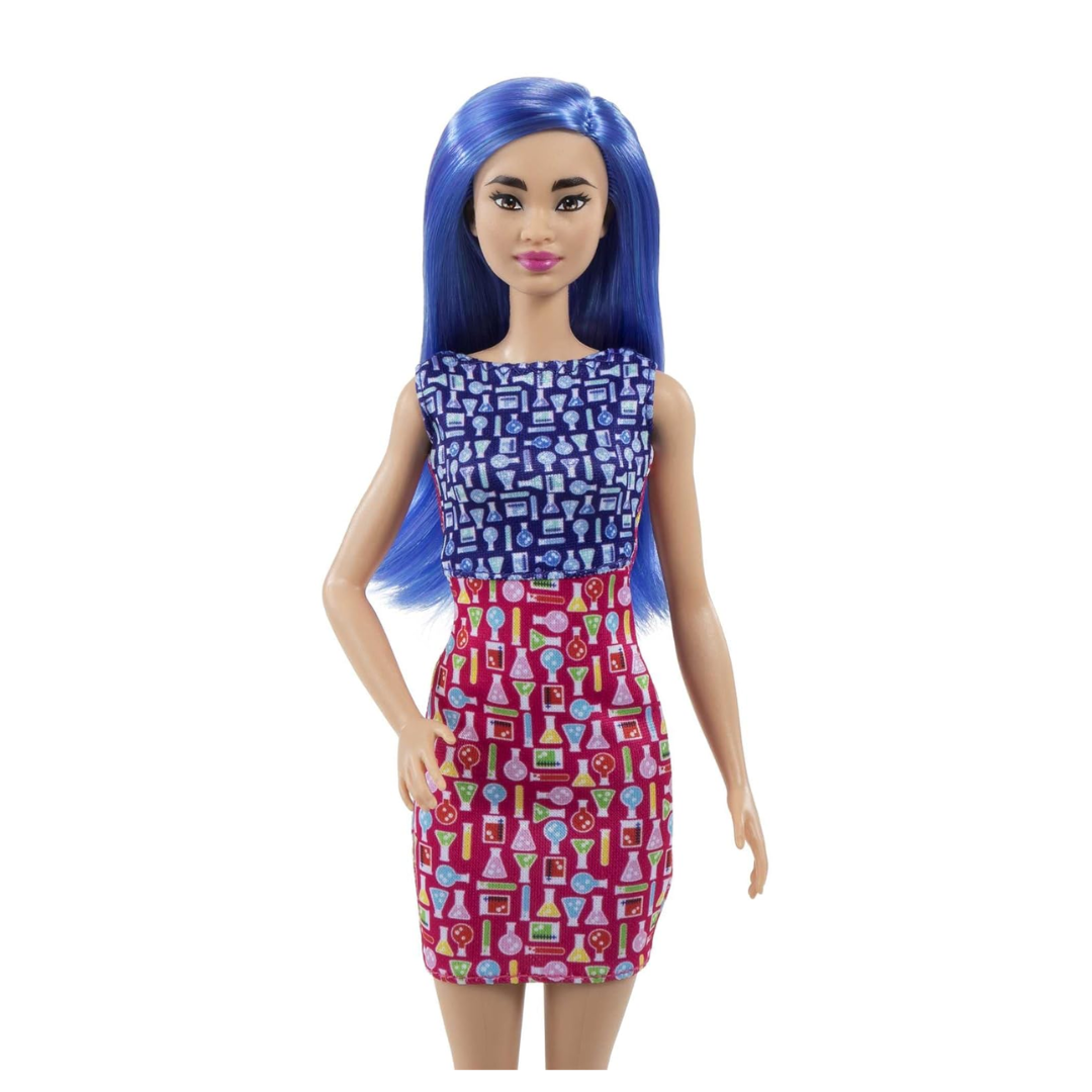Barbie Scientist Doll (12 inches), Blue Hair, Color Block Dress, Lab Coat & Flats, Microscope Accessory, Great Gift for Ages 3 Years Old & Up