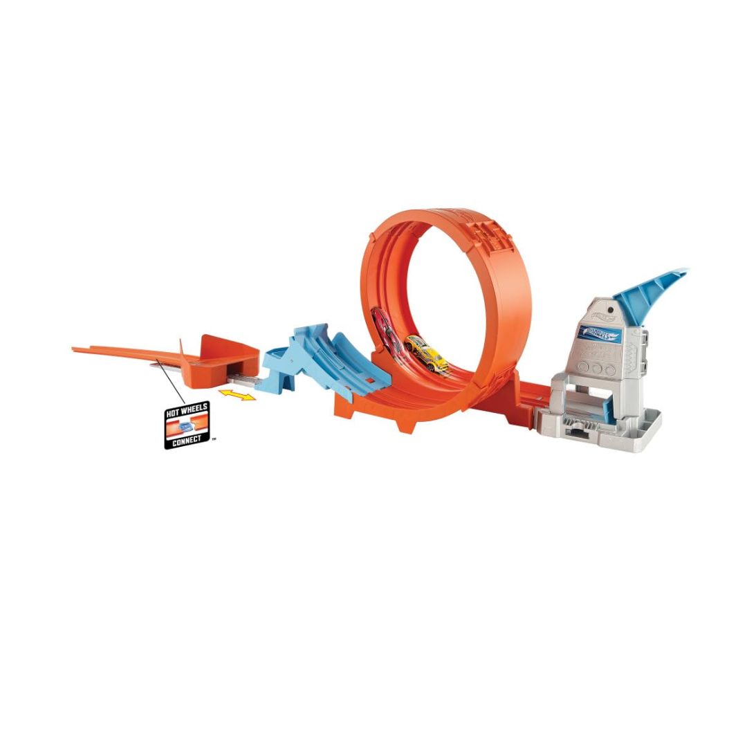Hot Wheels® Loop Stunt Champion™ Track Set with Dual-Track Loop, Dual Launch, Spring Ramp & 1 Car for Kids 4 Years Old & Older
