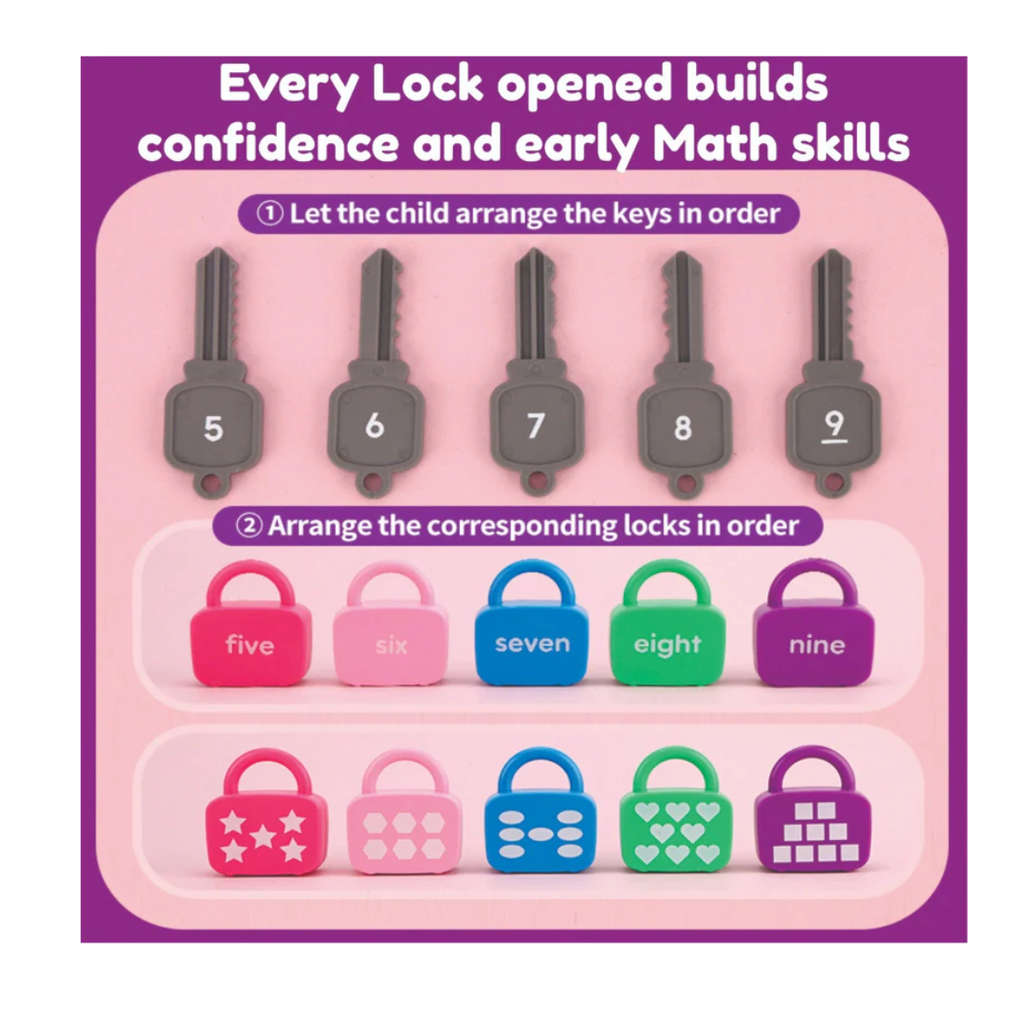 Open Ended Montessori Number Lock & Key Toy (20 pcs)