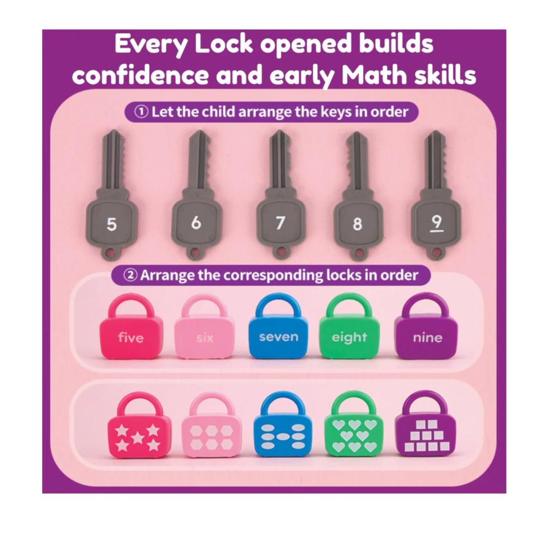 Open Ended Montessori Number Lock & Key Toy (20 pcs)