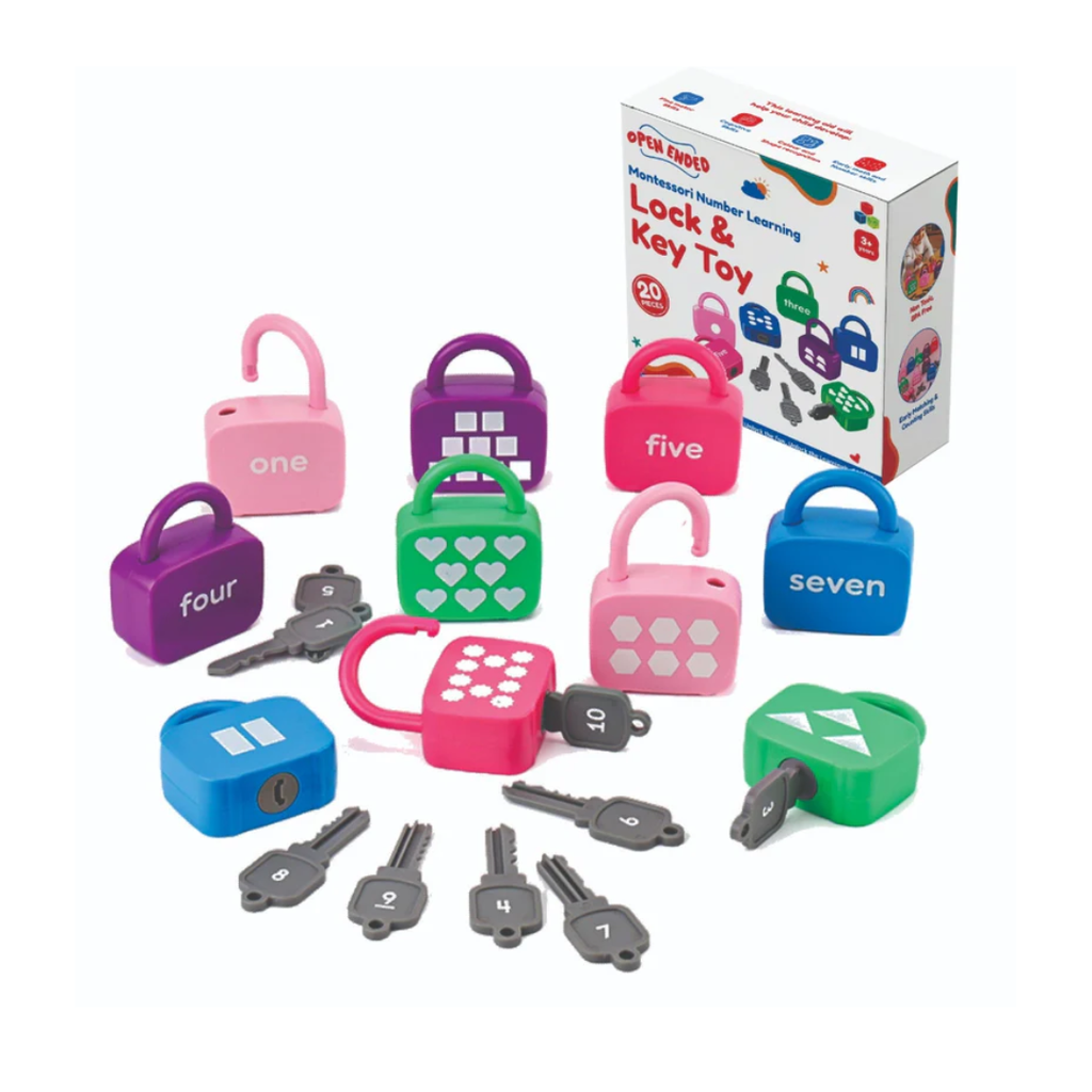 Open Ended Montessori Number Lock & Key Toy (20 pcs)