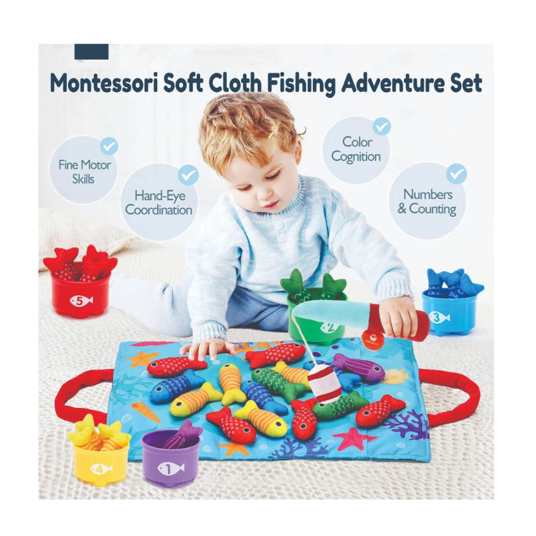 Open Ended Montessori Soft Cloth Fishing Adventure Set (22 Pcs)