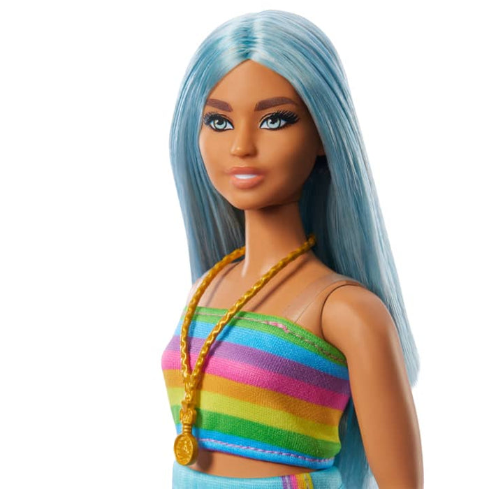 Barbie 65th Anniversary Collectible Fashion Doll - 218 With Blue Hair, Rainbow Top & Teal Skirt