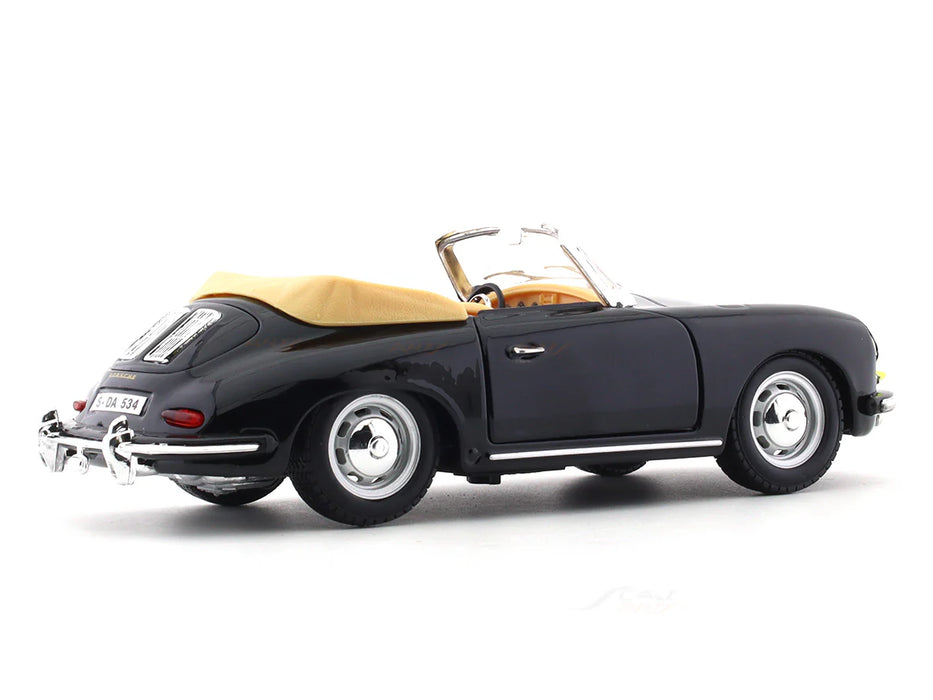 1961 Porsche 356B Cabriolet black 1:24 Bburago licensed diecast Scale Model car