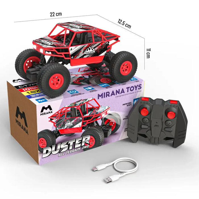 Duster 2x2 All Wheel Drive Remote Control Monster Truck - 50m+ Remote Control Range, 2000 mAh Rechargeable Battery, Luminous Headlights ( Remote Car )