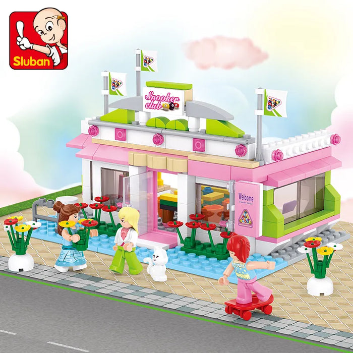 Sluban Building Block Toys Girls Dream Pink B0527 Snooker Club 289PCS Bricks Compatible With Leading Brands Construction Kit