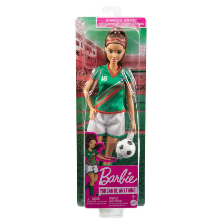 Barbie Soccer Doll, Brunette, #16 Uniform, Soccer Ball, Cleats, Socks