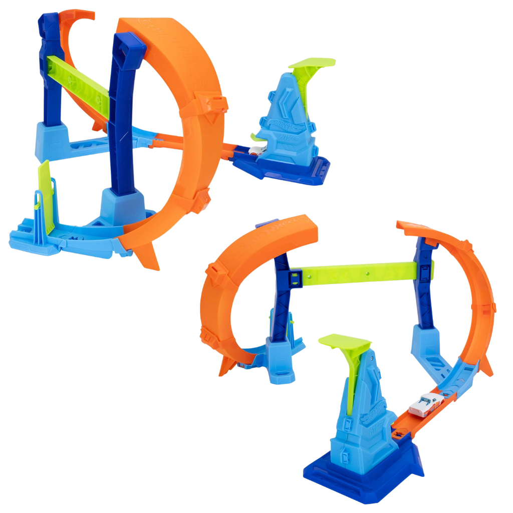 Hot Wheels Toy Car Track Set, Flip & Jump Through the Corkscrew Loop with a 1:64 Scale Toy Car, Speed Snap Track & Adapters, Compresses for Storage