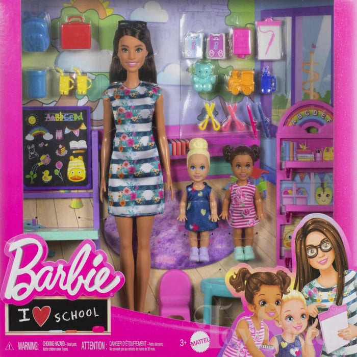 Barbie I Love School Dolls & Accessories, Classroom Playset with Fashion Doll