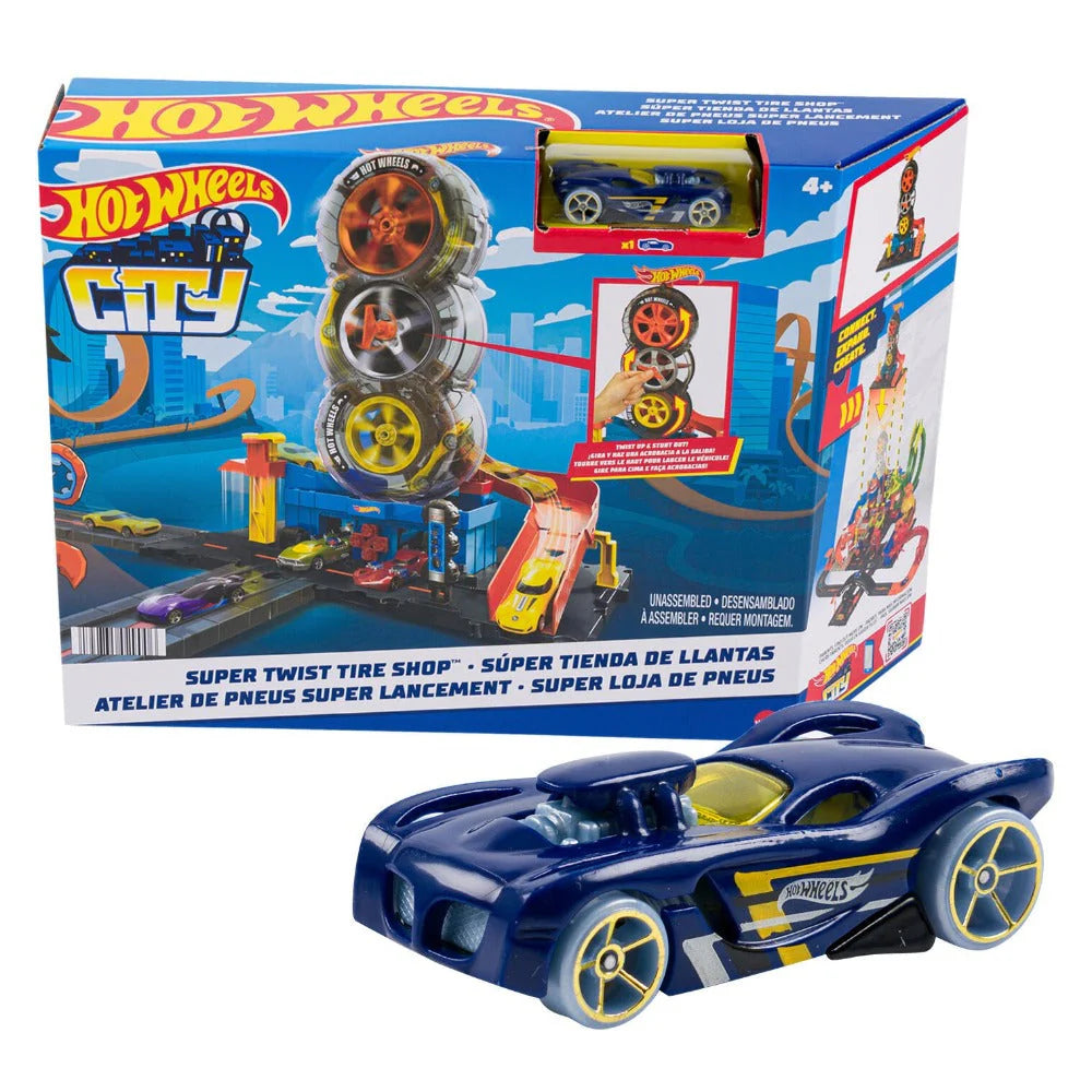 Hot Wheels City Super Twist Tire Shop Playset and Car — Tortoys