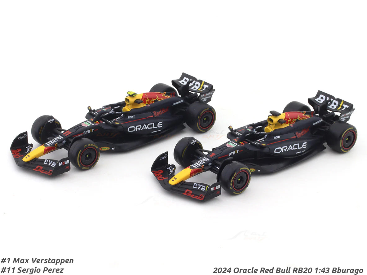 2024 Oracle Red Bull RB20 set of 2 cars 1:43 Bburago Formula 1 diecast scale model car