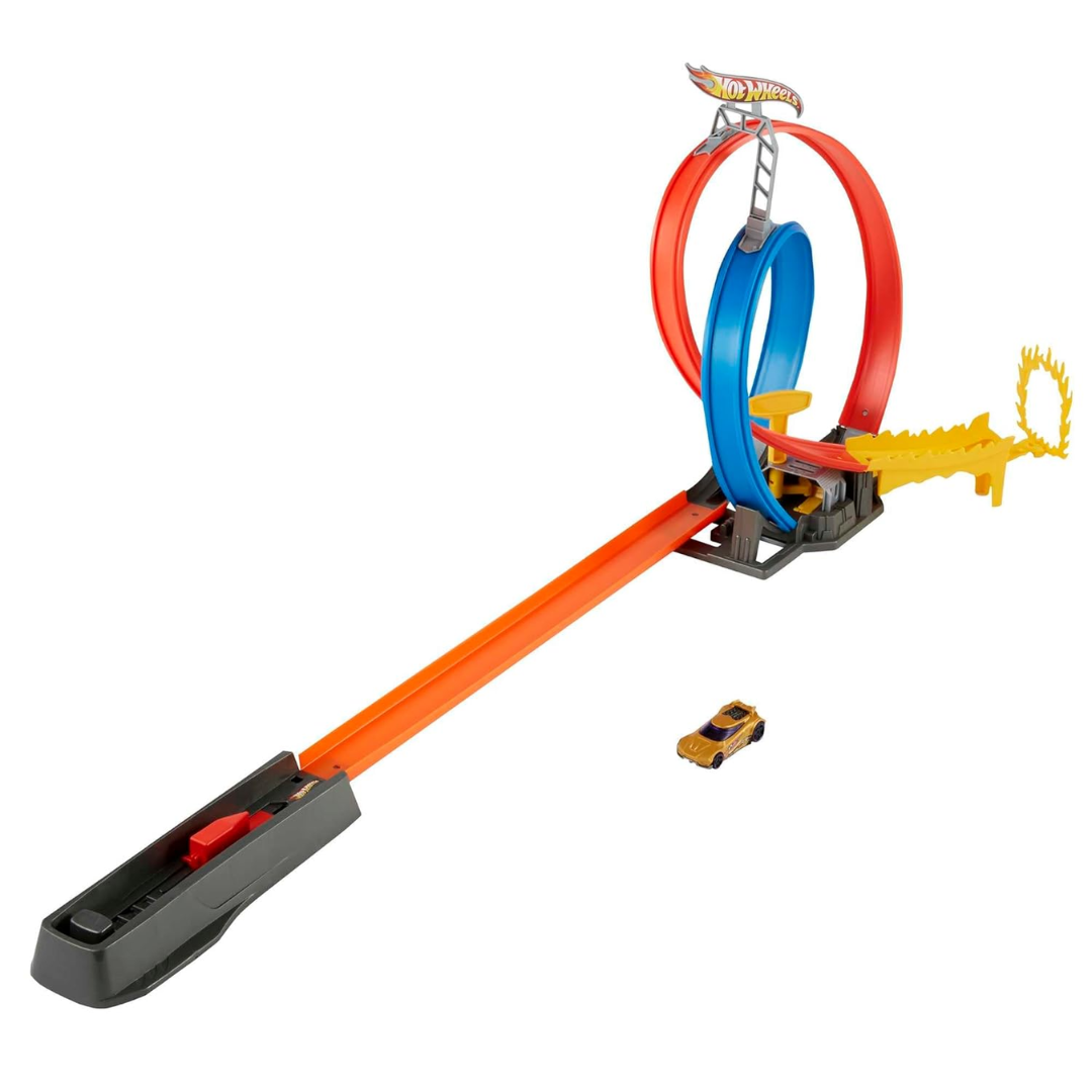 Hot Wheels® Energy Track™ Set with Double Loop, Ring of Fire and 1 Vehicle, Great Gift for 5 Year Olds and Up , GND92