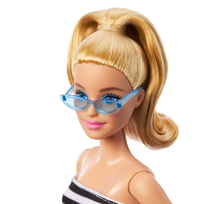 Barbie 65th Anniversary Collectible Fashion Doll -#213, Blonde With Striped Top, Pink Skirt & Sunglasses