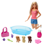 Barbie Doll, Blonde, and Playset with 3 Puppies, Bathtub and Accessories, Gift for 3 to 7 Year Olds, GDJ337