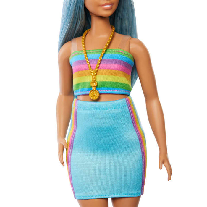 Barbie 65th Anniversary Collectible Fashion Doll - 218 With Blue Hair, Rainbow Top & Teal Skirt