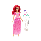 Disney Mattel Princess Toys, Ariel Fashion Doll in Signature Pink Dress and 9 Accessories, Inspired by The Movie , HLX34