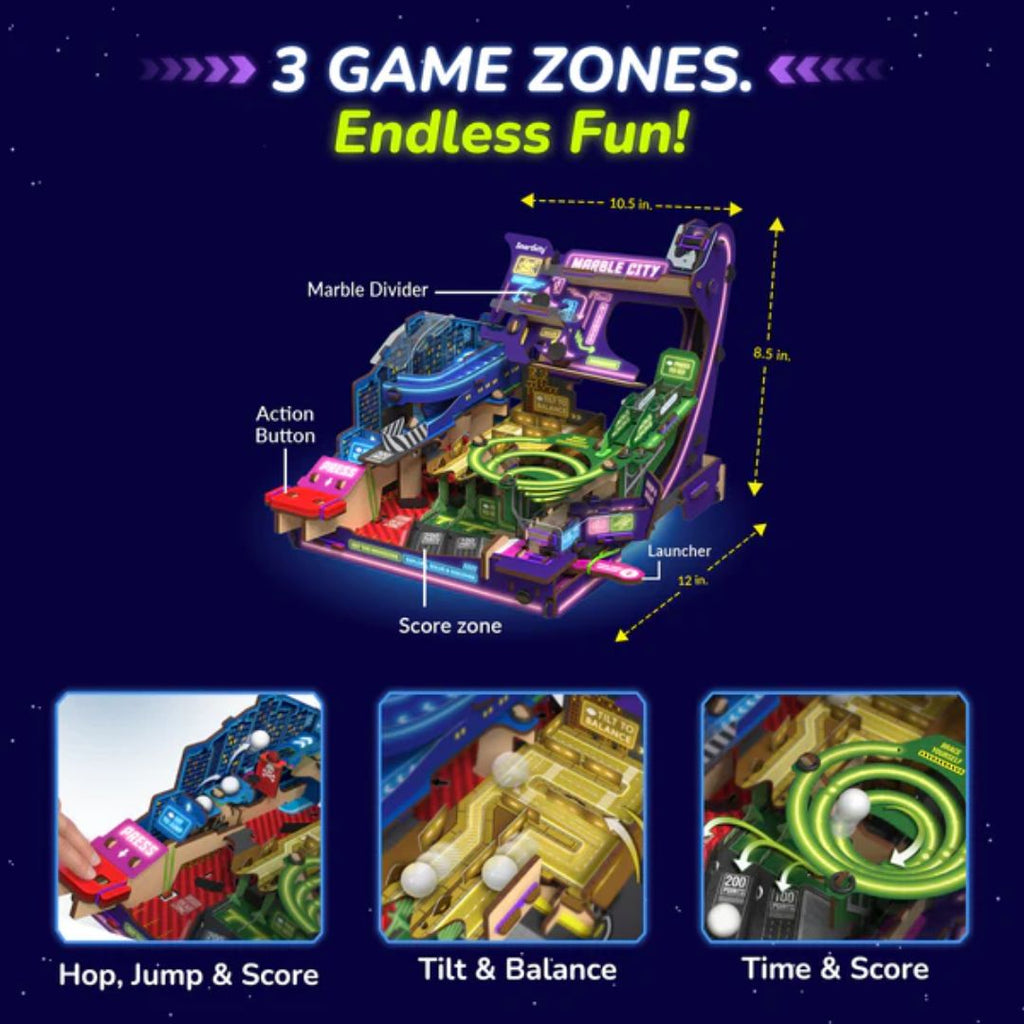Ultimate Marble City | 8 - 14 years | 3in1 Exciting Game Zones: Spiral, Maze & Hopper
