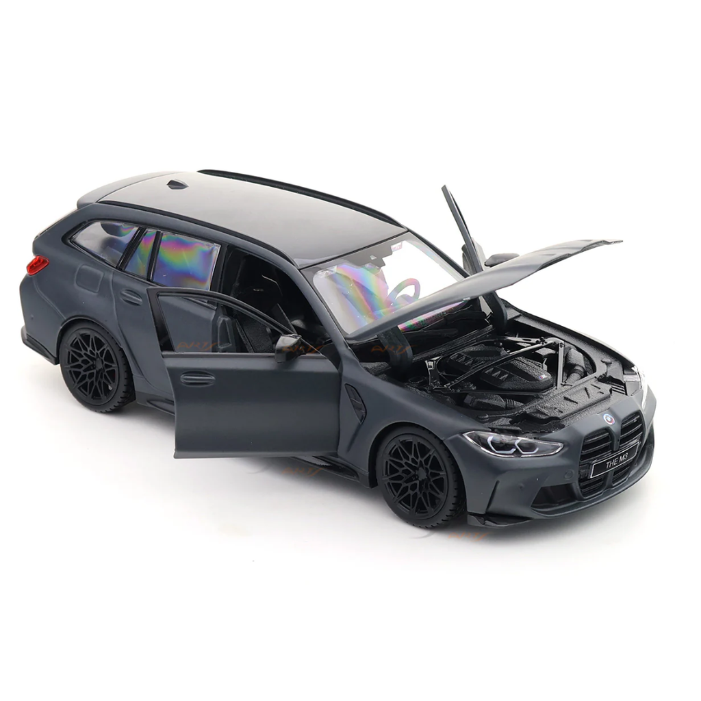 2023 BMW M3 Touring Matte Grey 1:24 Bburago licensed diecast scale model car collectible