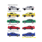 Majorette JDM Legends Anime 5 Pieces Giftpack | 5 Metal Cars, 7.5 cm | Freewheel & Opening Parts | Honda Civic, Nissan Cefiro, Skyline GT-R, Toyota Supra, Lancer Evo | Anime-Style | for Children 3+