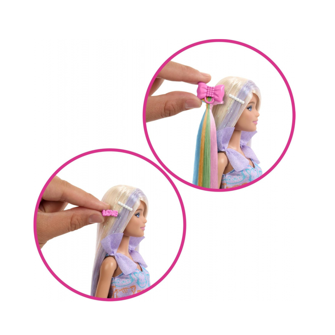 Barbie Fun & Fancy Doll & Accessories, Blonde Fashion Doll with Extra-Long Hair & 2 Looks, Including Silver Metallic Dress & Hair Extension, JCT72
