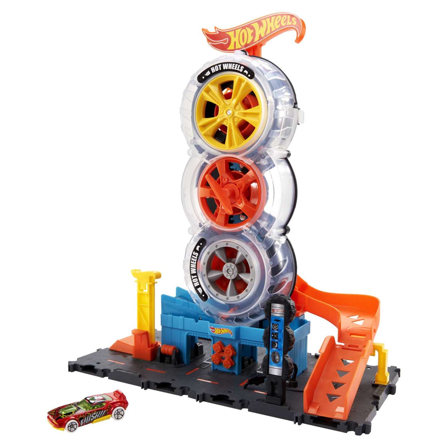 Hot Wheels City Super Twist Tire Shop Playset and Car