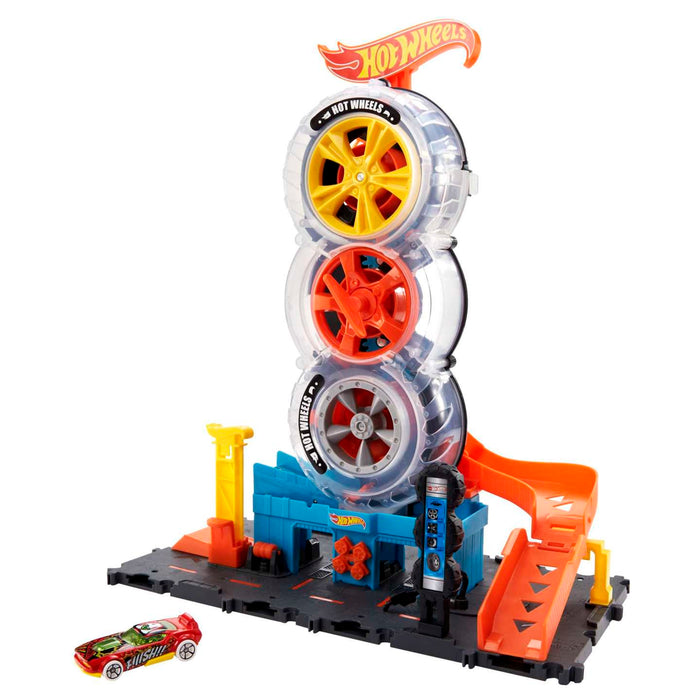 Hot Wheels City Super Twist Tire Shop Playset and Car